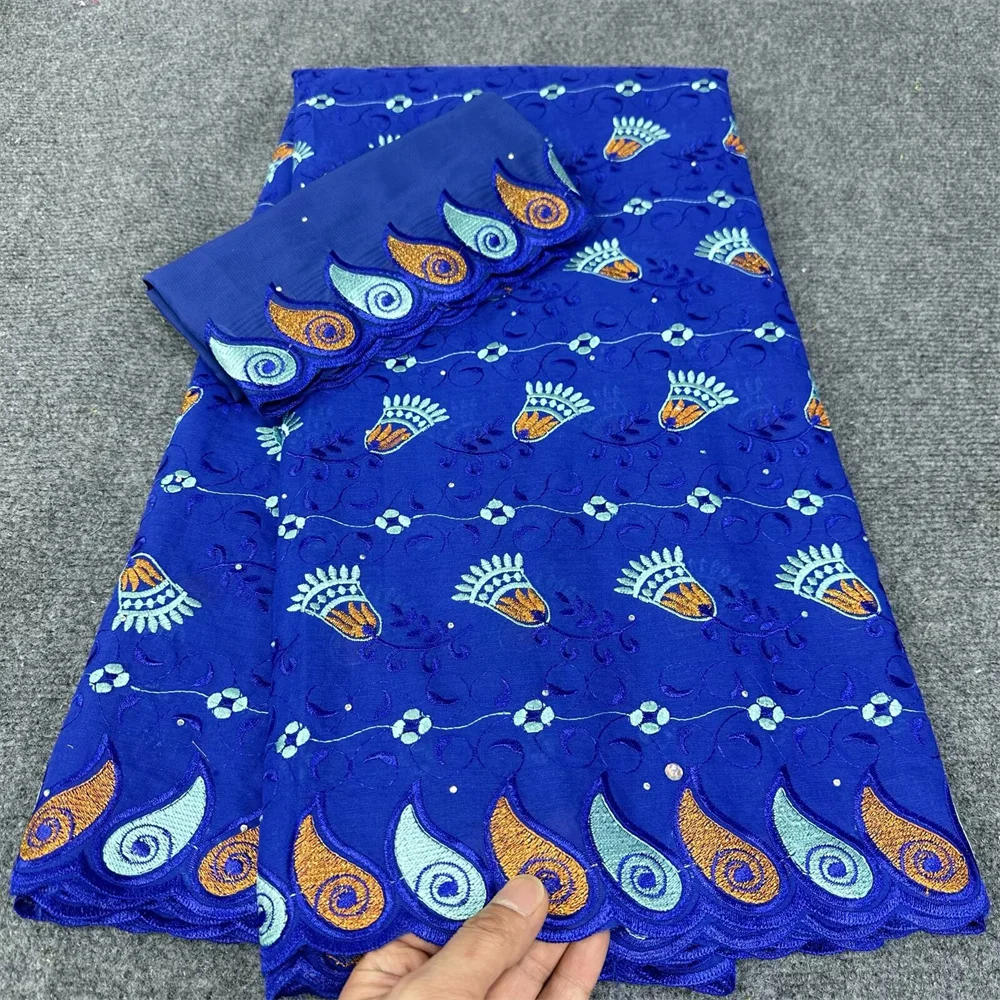 Нигерийская хлопковая кружевная ткань с камнями новинка 2024 африканская