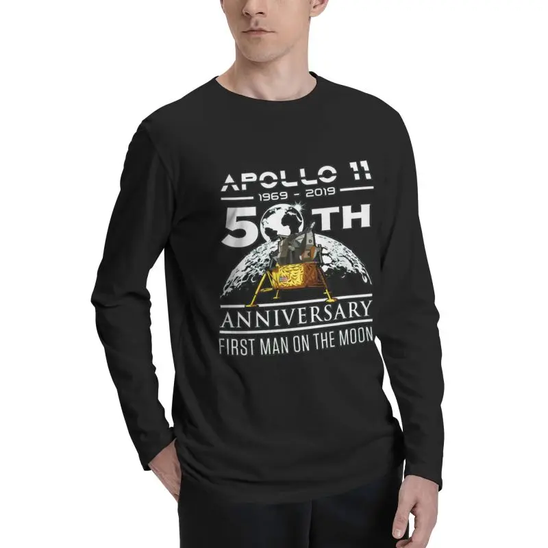 Футболка с длинным рукавом и лунным ландером США на годовщину 50-летия Аполлон 11