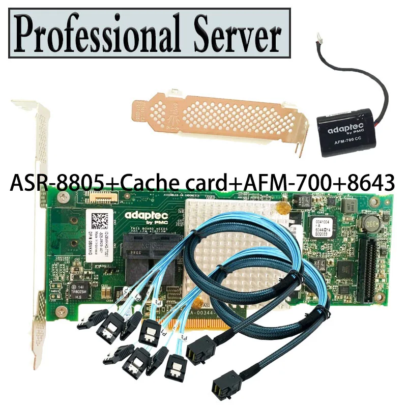

Adaptec ASR-8805 PCI-E 3.0 SAS/SATA/SSD RAID 12Gb/s Controller Card+AFM-700+2PCS 8643 Cable