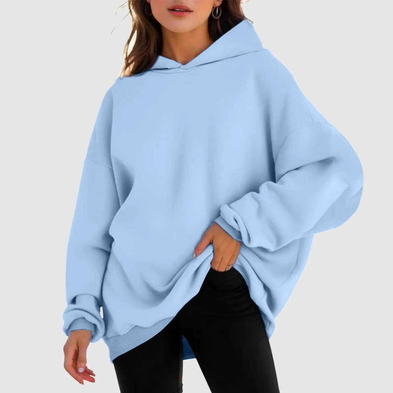 

Womens Oversized Sweatshirts Pullover Hoodies Velvet Autumn Winter Warm Oversized Hoodies Fleece Aesthetic Daily Shirt Hip-Pop