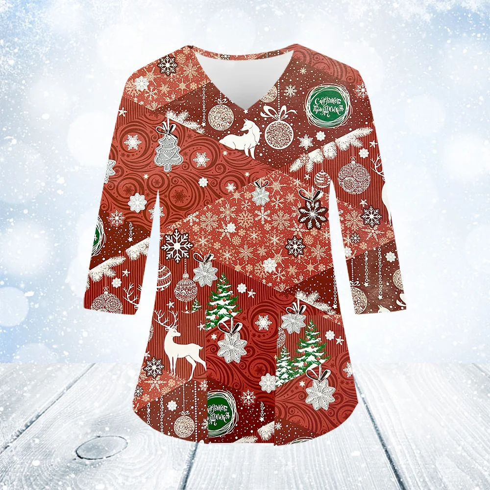 Рождественская клиническая форма женская скраб с мультяшным принтом