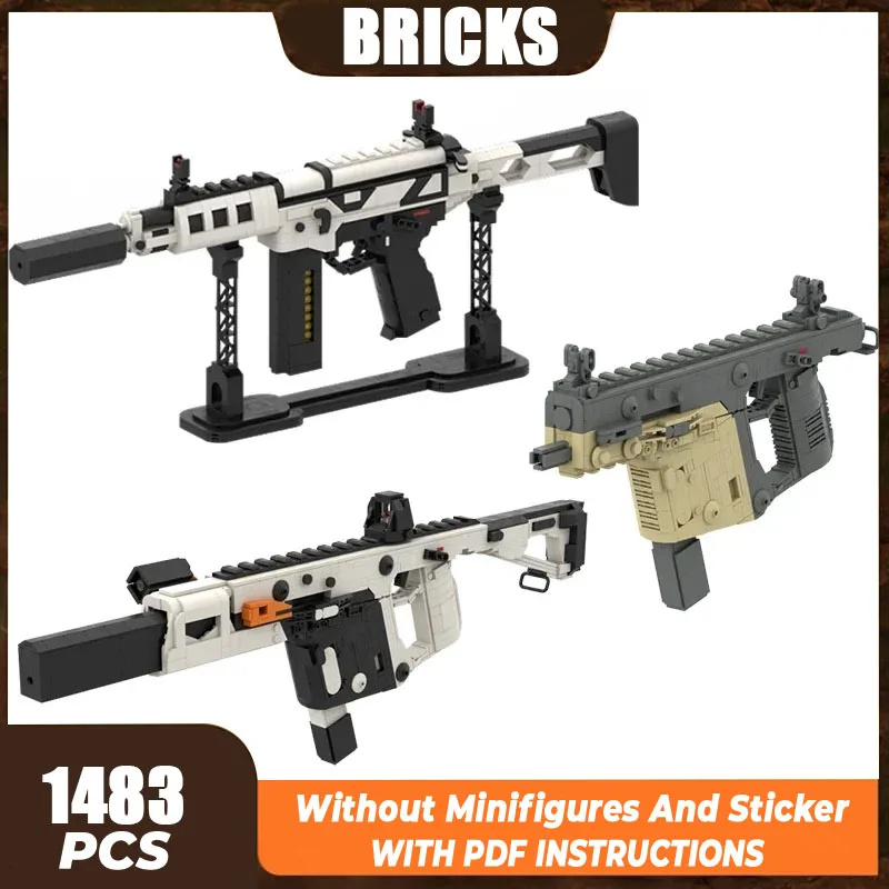 Модель военного оружия Moc строительные кирпичи пистолет-пулемет технология
