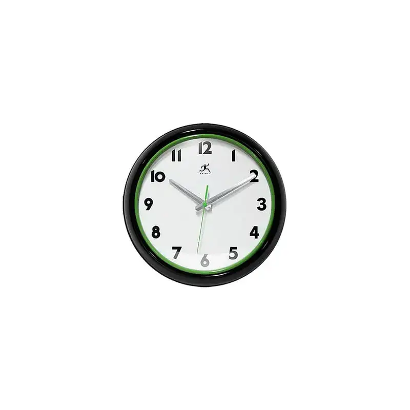 

Lux Black & Green Modern Analog Display 12-inch Wall Clock