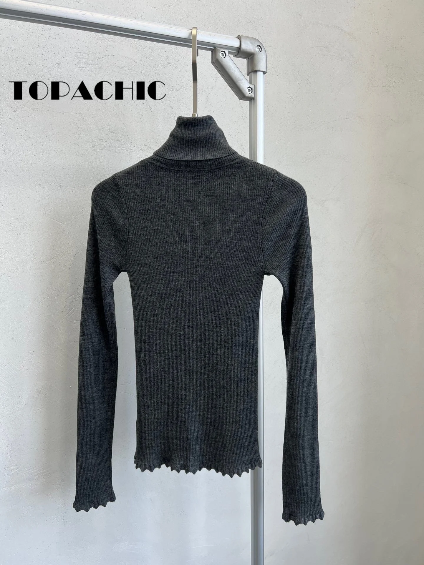 11.4 TOPACHIC-Женский однотонный тонкий свитер из шерстяной вязки с розами и