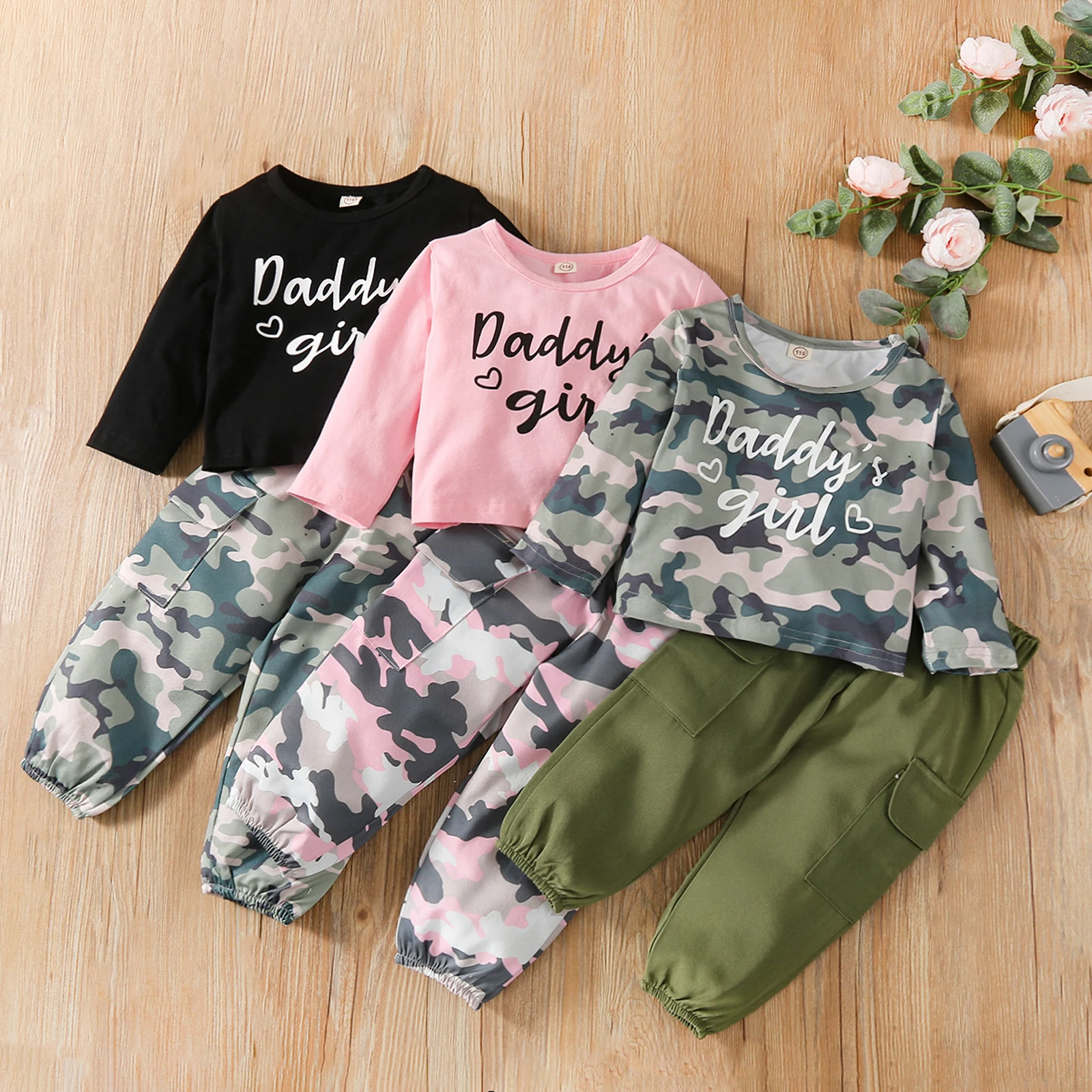 

Newborn Baby Girl Boy Clothes Letter Camouflage Long Sleeve Hooded Tops Long Pants 2Pcs Outfits Cotton Clothes Tracksuit