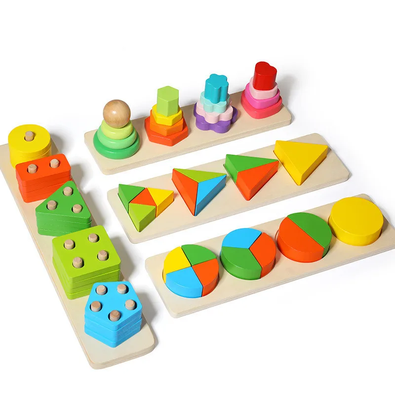 Baby Montessori Educational Geometry Shape Wooden Jigsaw Children's Toys Geometric Division Early Teaching Classic Puzzles Game kids classic wooden jigsaw toys intelligence geometry assembling building blocks montessori baby educational shape matching game