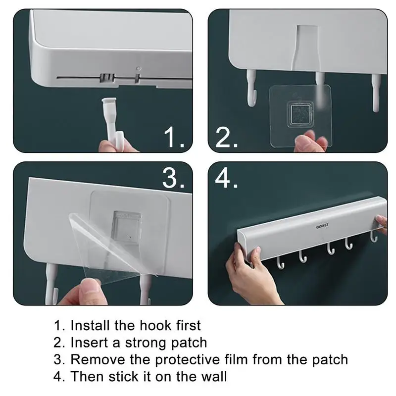 

6 Hooks Storage Rack Wall Mountable Household Hooks Punch Free Movable Small Clothes Organizer For Hat Coats Backpack Umbrella