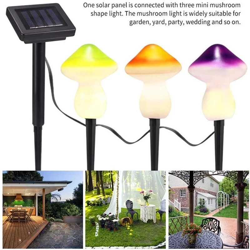 5 PCS Solar String Lawn Lamp Outdoor IP65 Waterproof Mushroom Lights Fairy Lights Garland Garden Pathway Landscape Decoration