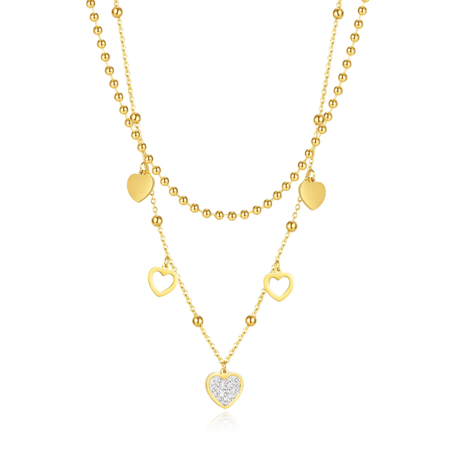 

Fashion Double-Layer Titanium Steel Necklace for Women