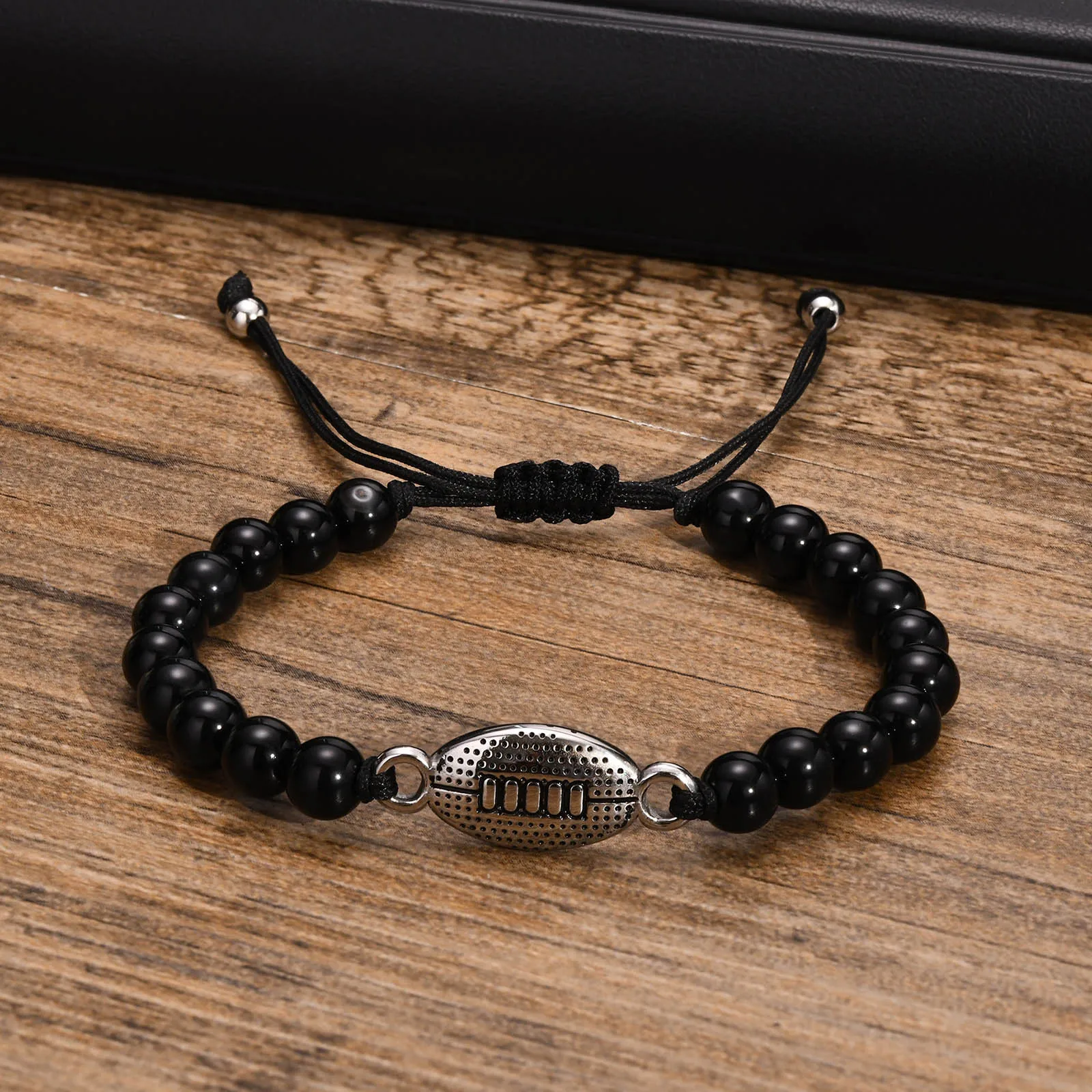 

2022 New Fashion Football Beads Charm Bracelets for Men Male Boys Soccer Party Favors Gifts Jewelry, Length Adjustable