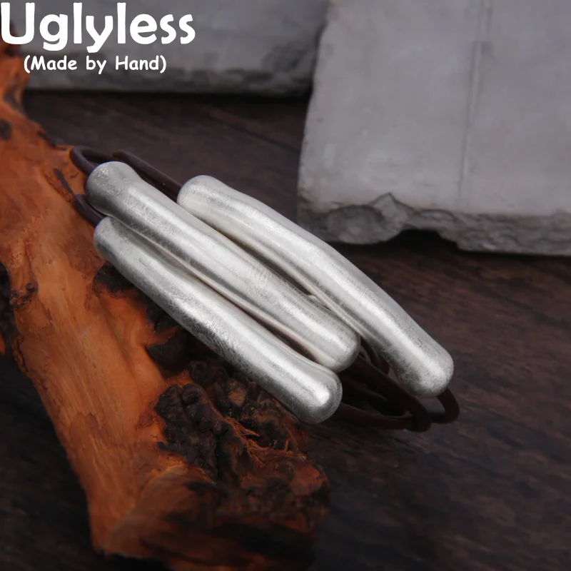 

Браслеты Uglyless из настоящего серебра 999 пробы для женщин, 3-слойные веревочные браслеты, минимализм, модные браслеты, нейтральные ювелирные изделия