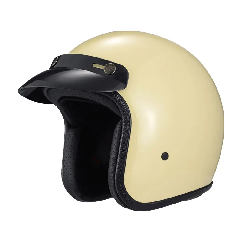 Ivory Women and Men Vintage Motorcycle 3/4 Helmet Dot Helmets Motorbike For Capacete Scooter 4 Size