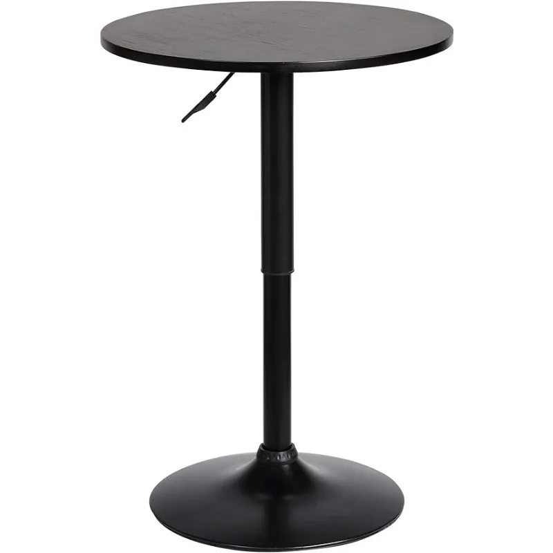 Bentley Height Adjustable Swivel Pub Table with Black Wood Finish and Black Base