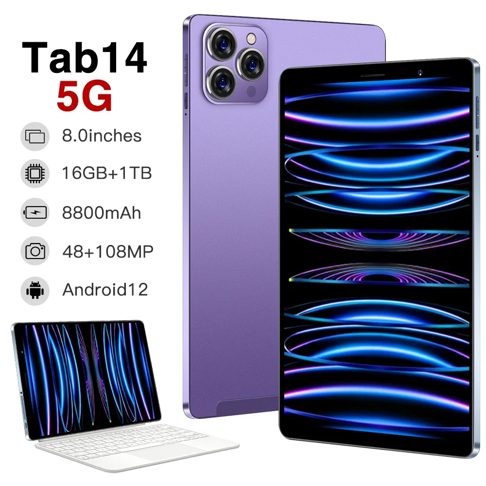 

Original Brand TAB14 8Inch Android12 16GB +1TB Tablet PC Bluetooth Deca Core Google Play WPS 5G Dual Sim Card WIFI IPAD