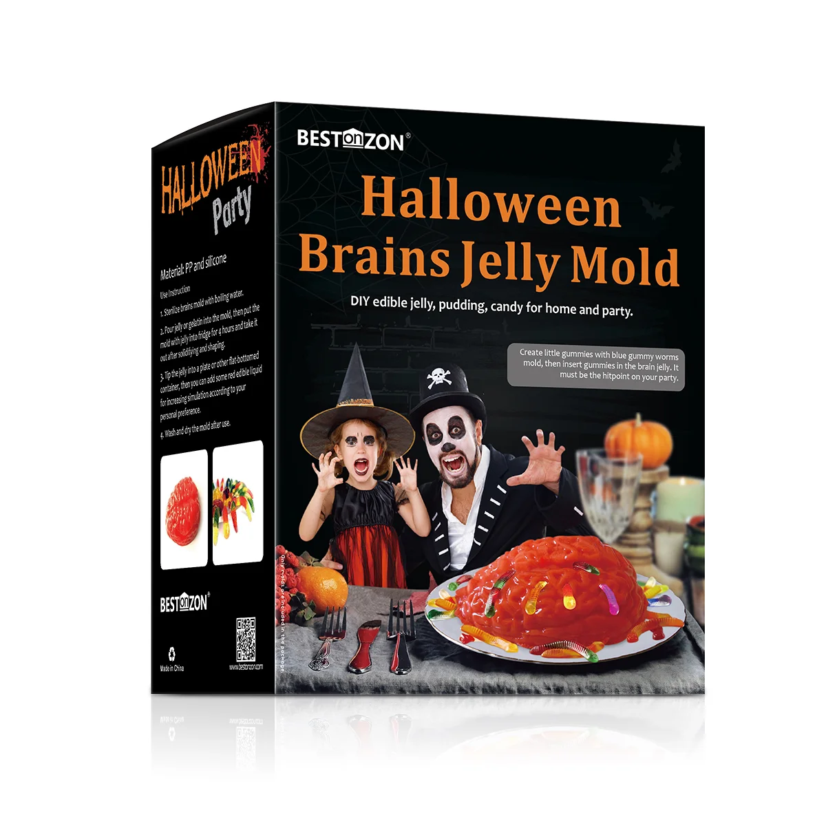 BESTONZON Хэллоуин Brain Set Gummy Worm силиконовые формы гелатин для мозга гератин