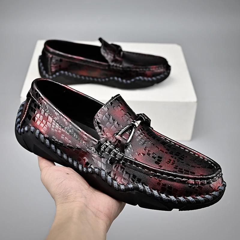 

Лидер продаж, мужские мокасины для вождения, Нескользящие лоферы, мужская обувь, черные, синие ленивые туфли для мужчин, брендовая модная по...