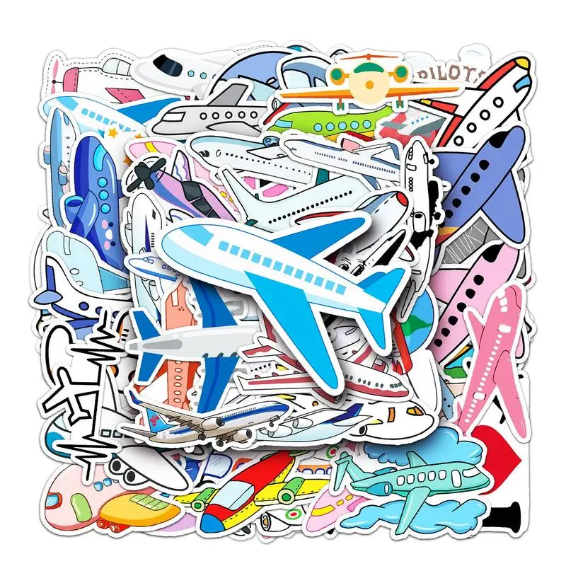 

50pcs Cartoon Airplane Kids Sticker For Toys Luggage Laptop Skateboard Fridge Mobile Phone Car Stickers