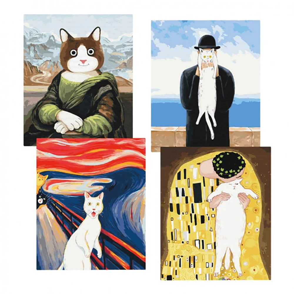 Классический художник Климт поцелуй кошки Мона Лиза Ван Гог живопись на холсте