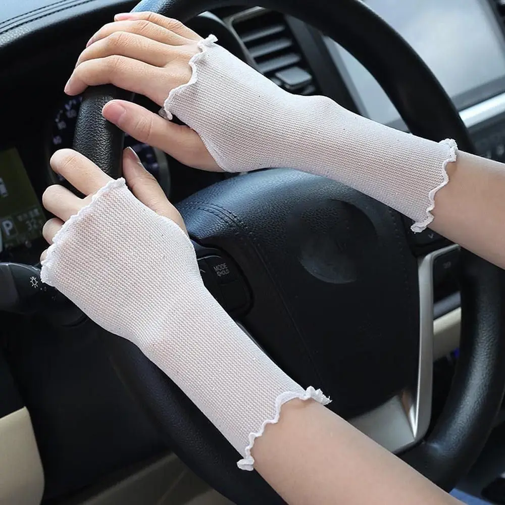 

Women Non-Slip Elastic Half Finger Gloves Summer Mesh Transparent Shinny Mittens Anti-UV Touch Screen Fingerless Gloves
