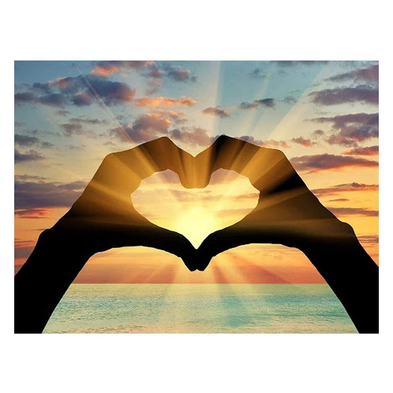 

Round Diamond Full Diamond Diamond Painting Set DIY Set Living Room Kitchen Decoration Sunset And Love Gesture