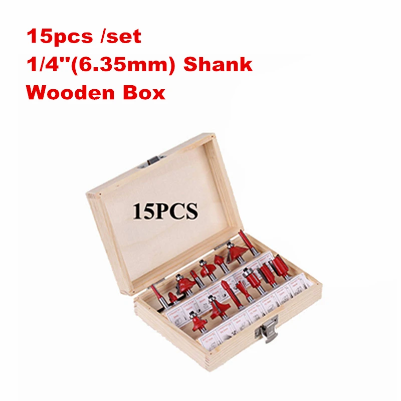 

LY 15 шт. хвостовик деревообрабатывающий фрезерный станок с ЧПУ, набор бит 1/4 дюйма 6,35 мм, фрезы для дерева, прямой гравер, инструмент «сделай сам»