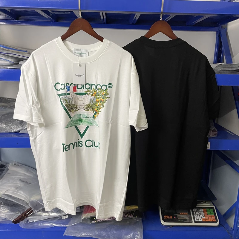

Casablanca Tennis Club T-Shirts Casual Men Women Oversized Pure Cotton Tops Tees
