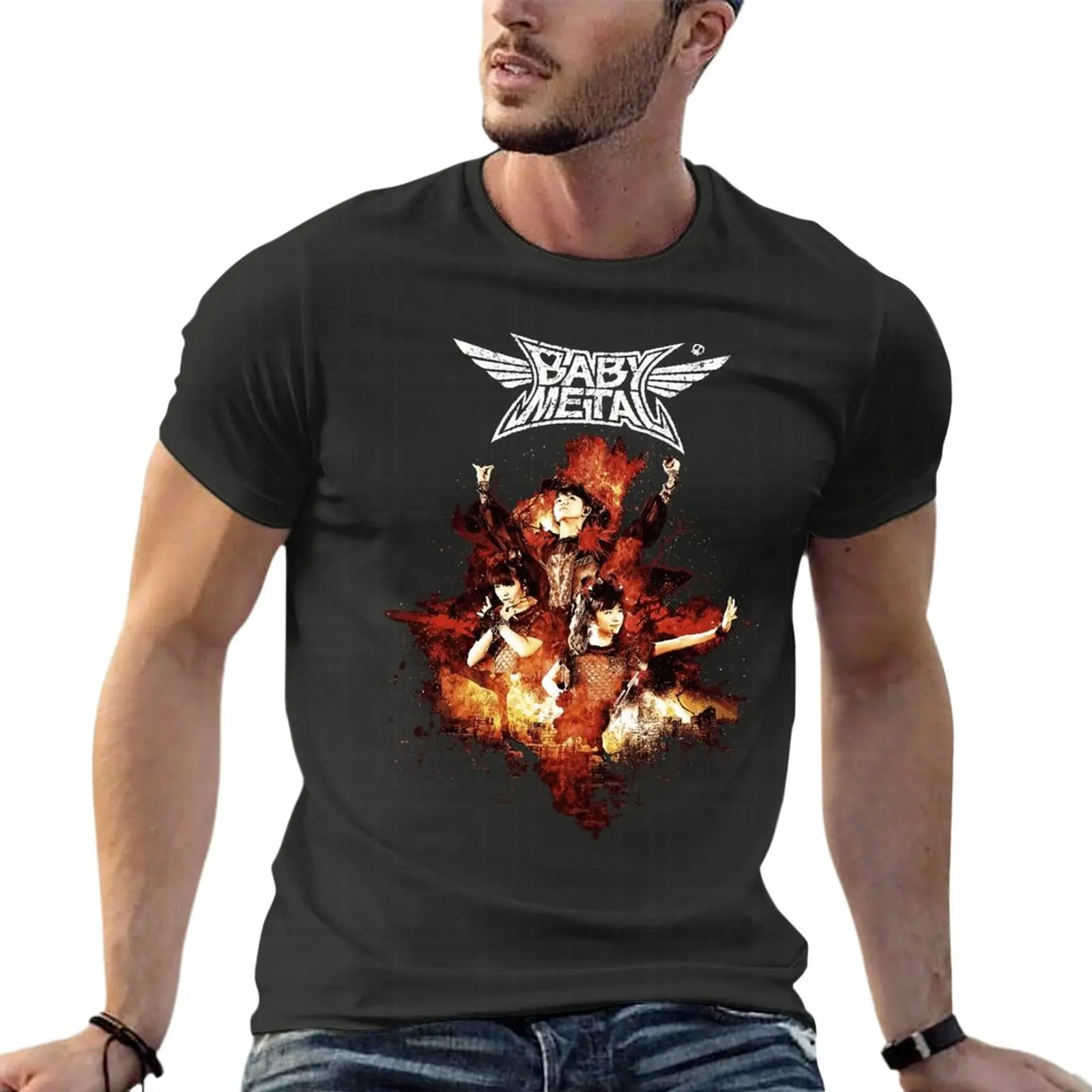 Lmxool Babymetal Heavy Metal Band Oversized T Shirts Summer Mens Clothes Short Sleeve Streetwear Plus Size Top Tee