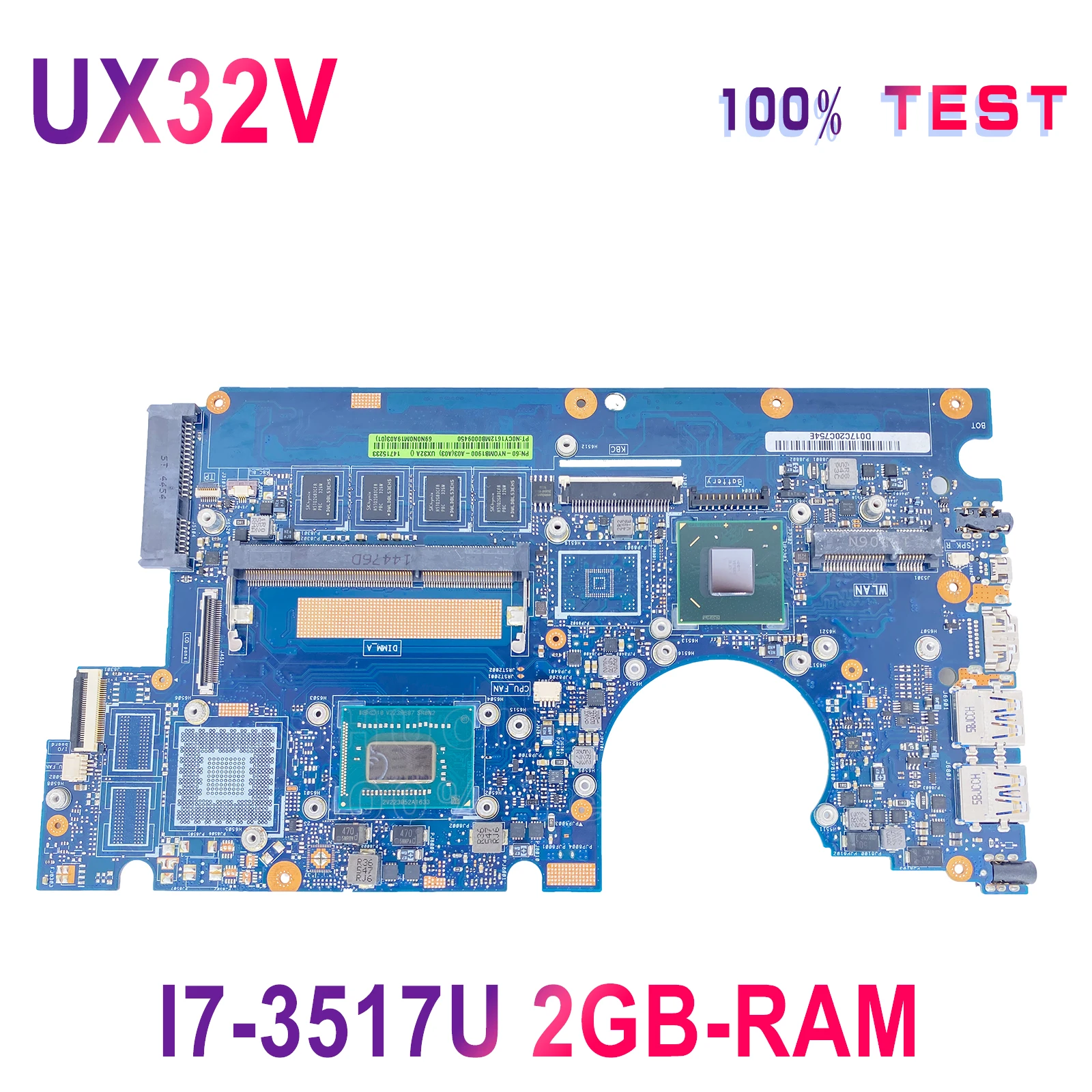 

KEFU UX32A Laptop Motherboard W/ I7-3517U 2GB-RAM For ASUS UX32VD UX32V ZenBook New Mainboard Full Function Work Tested 100%
