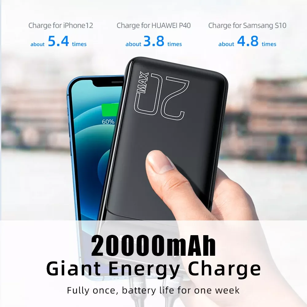 

Power Bank 20000mAh External Battery Pack 20000 mAh Powerbank PD 20W Fast Charging Portable Charger For iPhone Poverbank