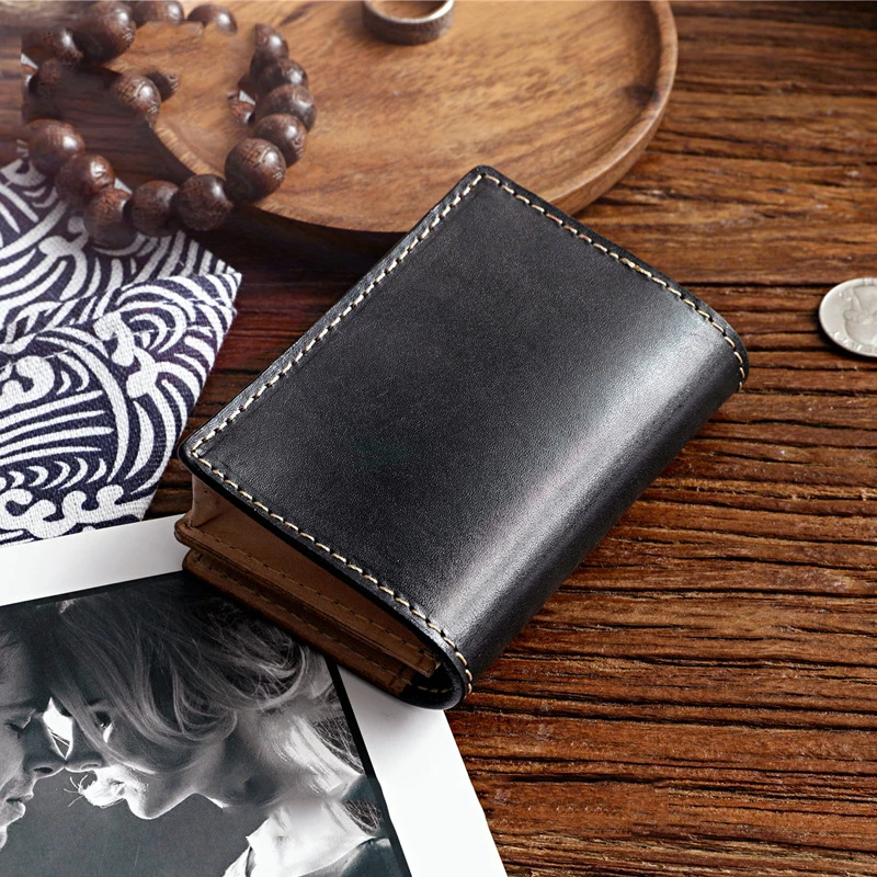 Unisex Vintage Handmade Vegetable Tanned Cow Men's Large Capacity Genuine Leathers Business Bag Women's Wallet Case Card Holders