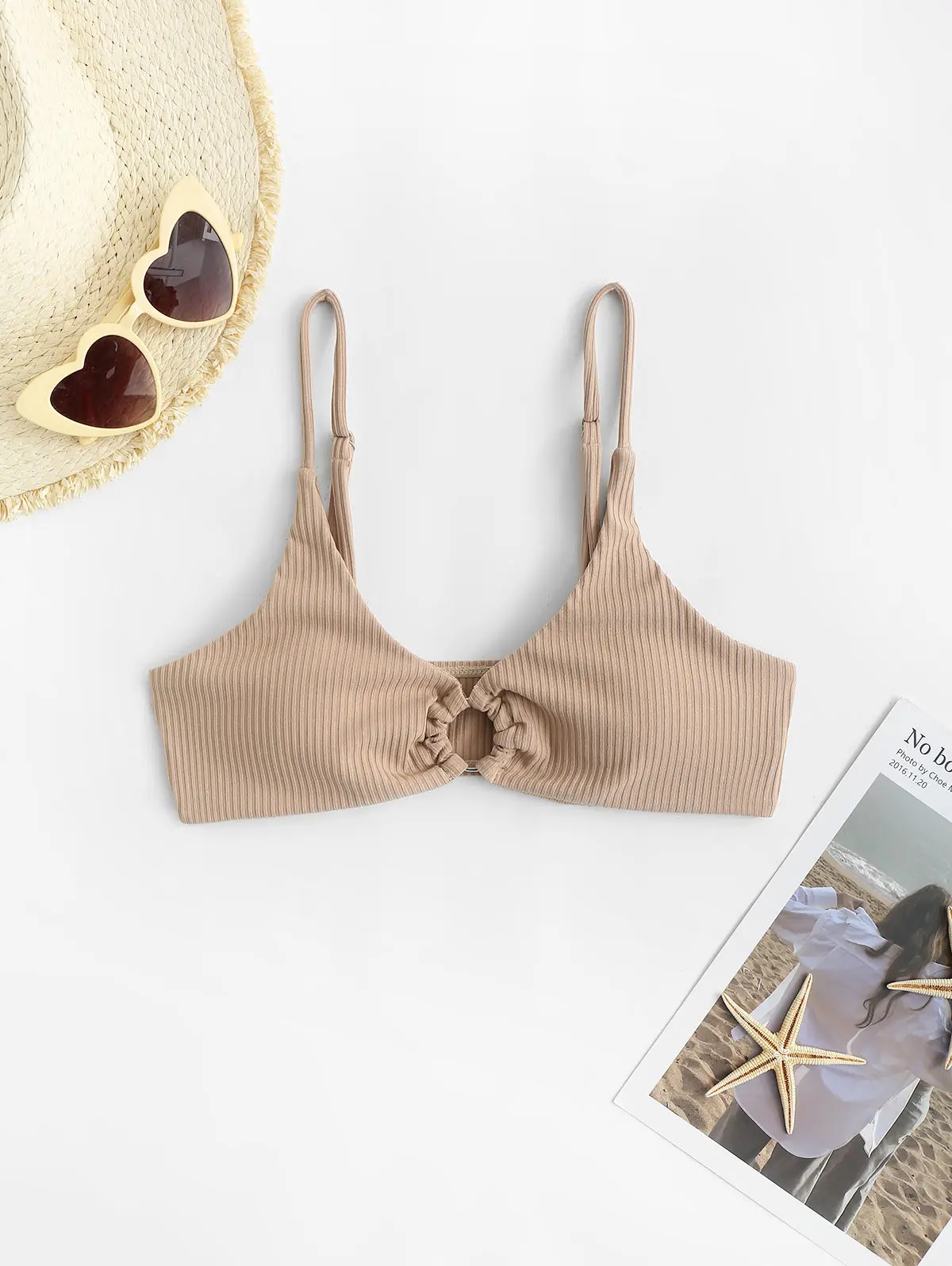 

Женский купальный топ в рубчик