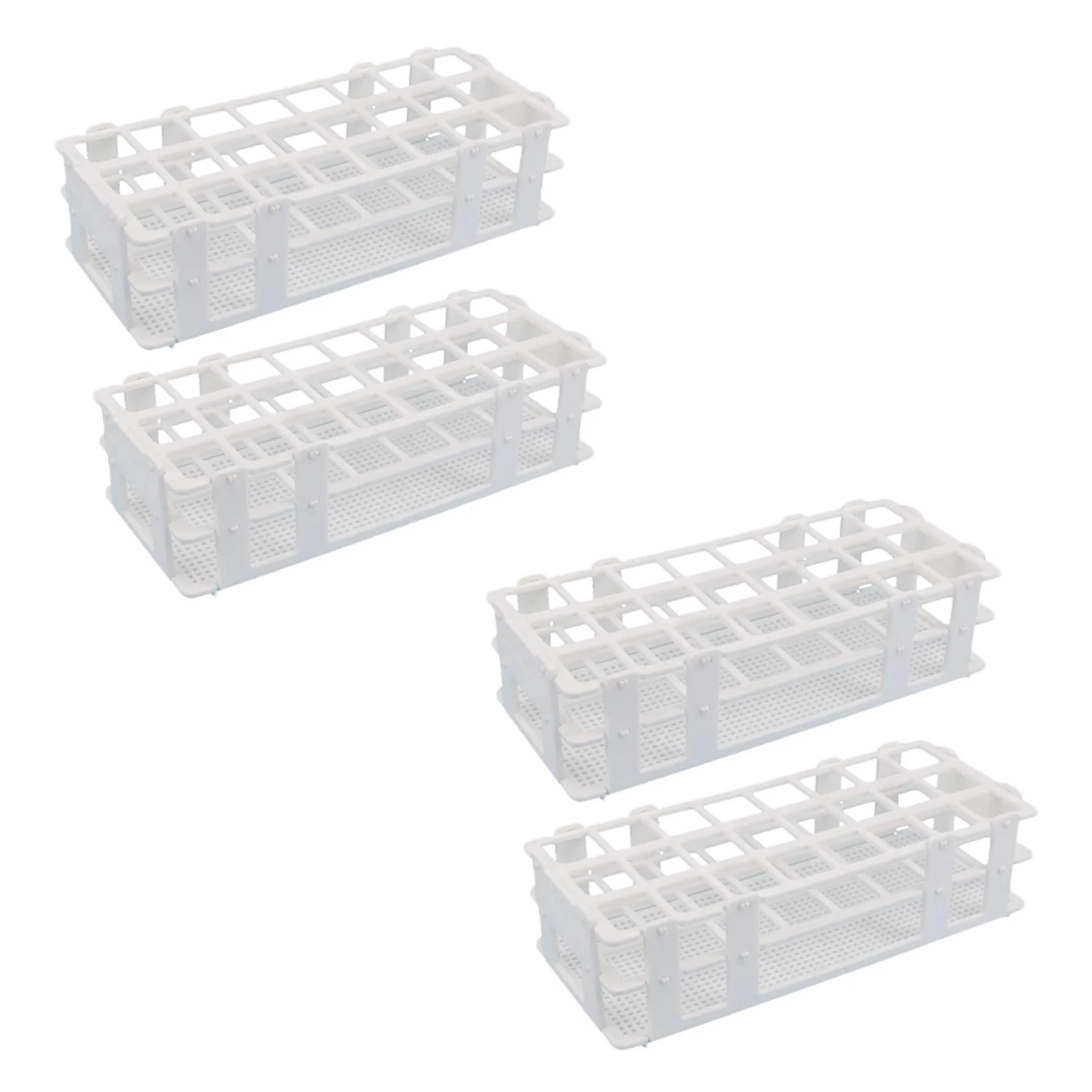 

4Pcs Plastic Test Tube Rack 24 Holes Lab Test Tube Rack Holder for 25mm Test Tubes, Detachable, White