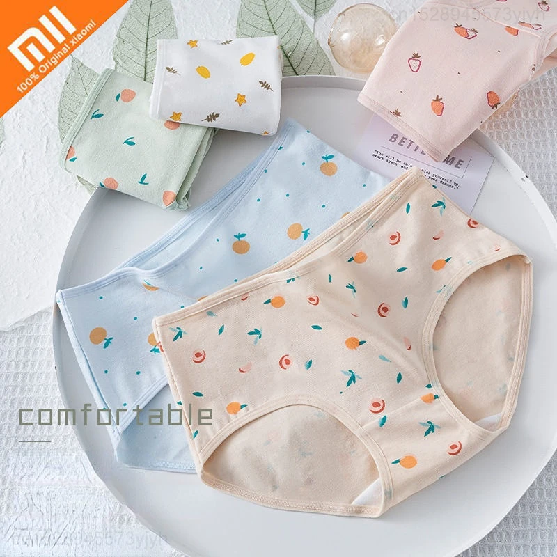 

Xiaomi 4pcs Women Cotton Panties Sweet Printing Female Girls Fruit Briefs Breathable Antibacterial Underwear Seamless Lingeries