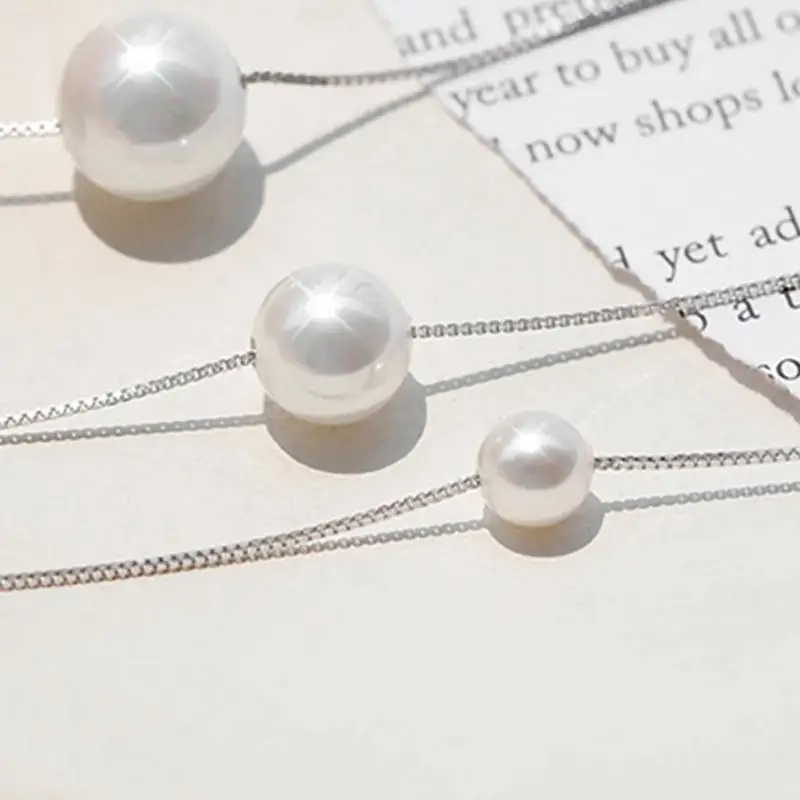 

S925 Pearl Necklace Elegant White Imitation Pearl Choker Necklace Clavicle Chain Necklace Sterling Silver Pendant Jewelry Collar
