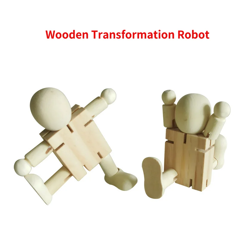 

Wooden Transformation Robot Manual Folding Building Block Toy DIY Colorable Ornaments for Kids Figure Model Educational Puzzle
