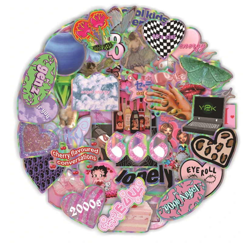 

10/30/50Pcs Ins Vintage Laser Girl Stickers Aesthetic Style Vsco Decal Decorative DIY Laptop Luggage Phone Suitcase Car Sticker