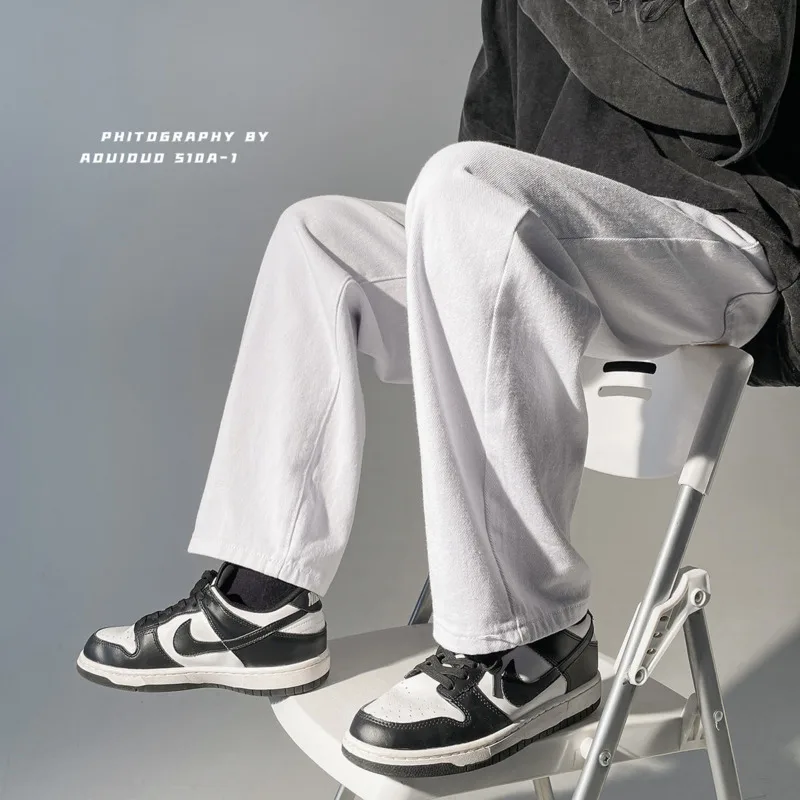 Black/Blue/White Jeans Men Fashion Casual Baggy Jeans Men Streetwear Loose Hip Hop Straight Denim Pants Mens Trousers S-2XL