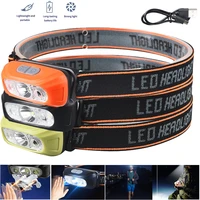 usb sensor headlamp rechargeable fishing flashlight 5w led torch headlights front lantern with built in battery for camping