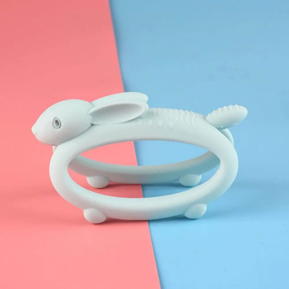 Durable Baby Teether  Elastic Cute Baby Chewing Toy  Baby Cartoon Rabbit Shape Teething Pacifier Toys