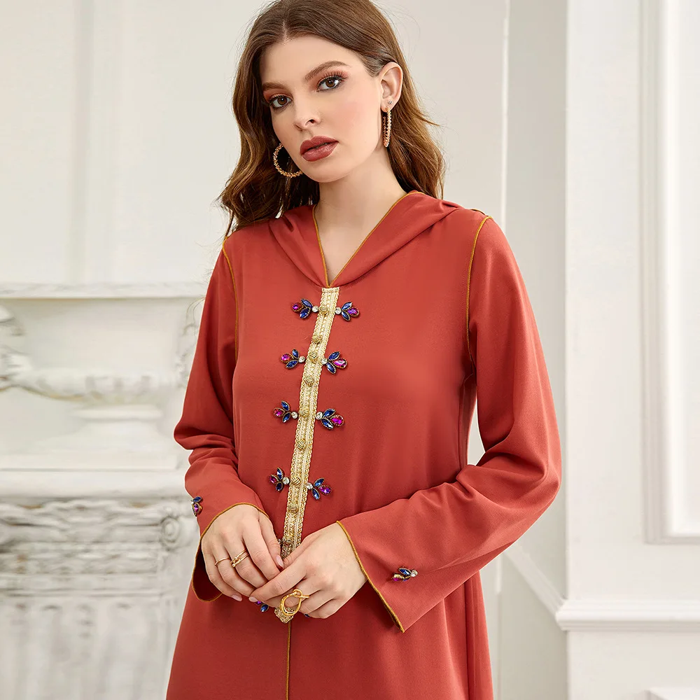 Eid Mubarak Abaya Dubai Handwork Diamonds Caftan Marocain Turkey Islam Muslim Dress Women Kaftan Robe Musulmanes Djellaba Femme
