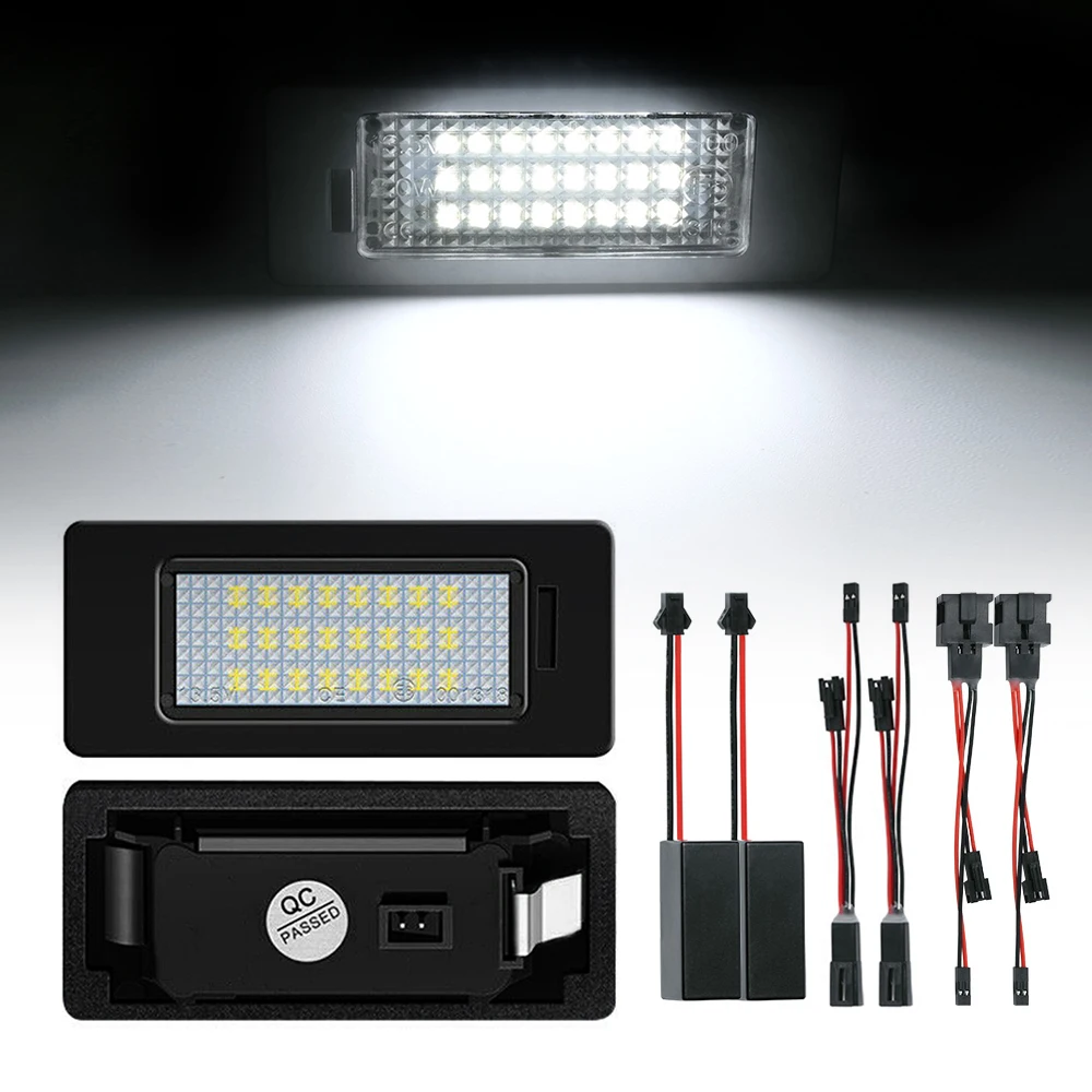 

2 шт. без ошибок 24 SMD светодиодный номерной знак освещение для Skoda Superb Kodiaq Octavia Karoq Rapid Yeti разведчик автомобильные аксессуары