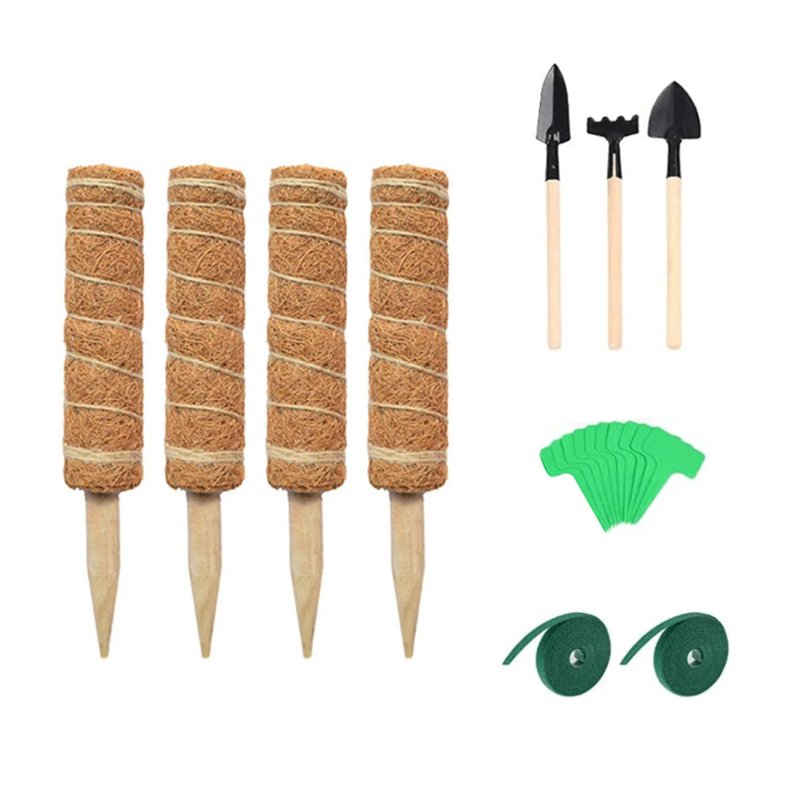 

Набор моховых столбов Coir, 4 шт., набор опор для растений с полосками, этикетки для растений, посадочные инструменты, столбы для моховых растен...