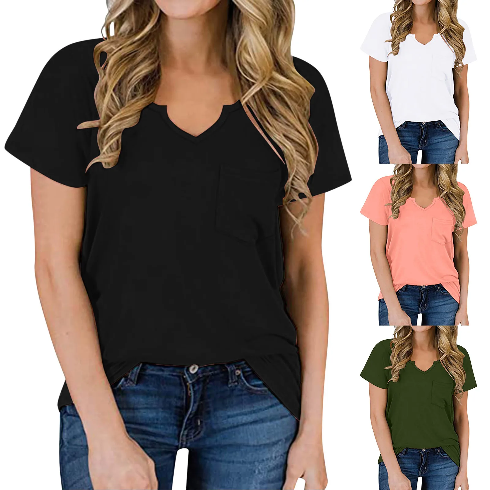 

Womens Summer Tops V Neck Ruffle Short Sleeve Tunic Top Casual Flowy Shirts Tops Long Sleeve for Women Women T Shirt Summer