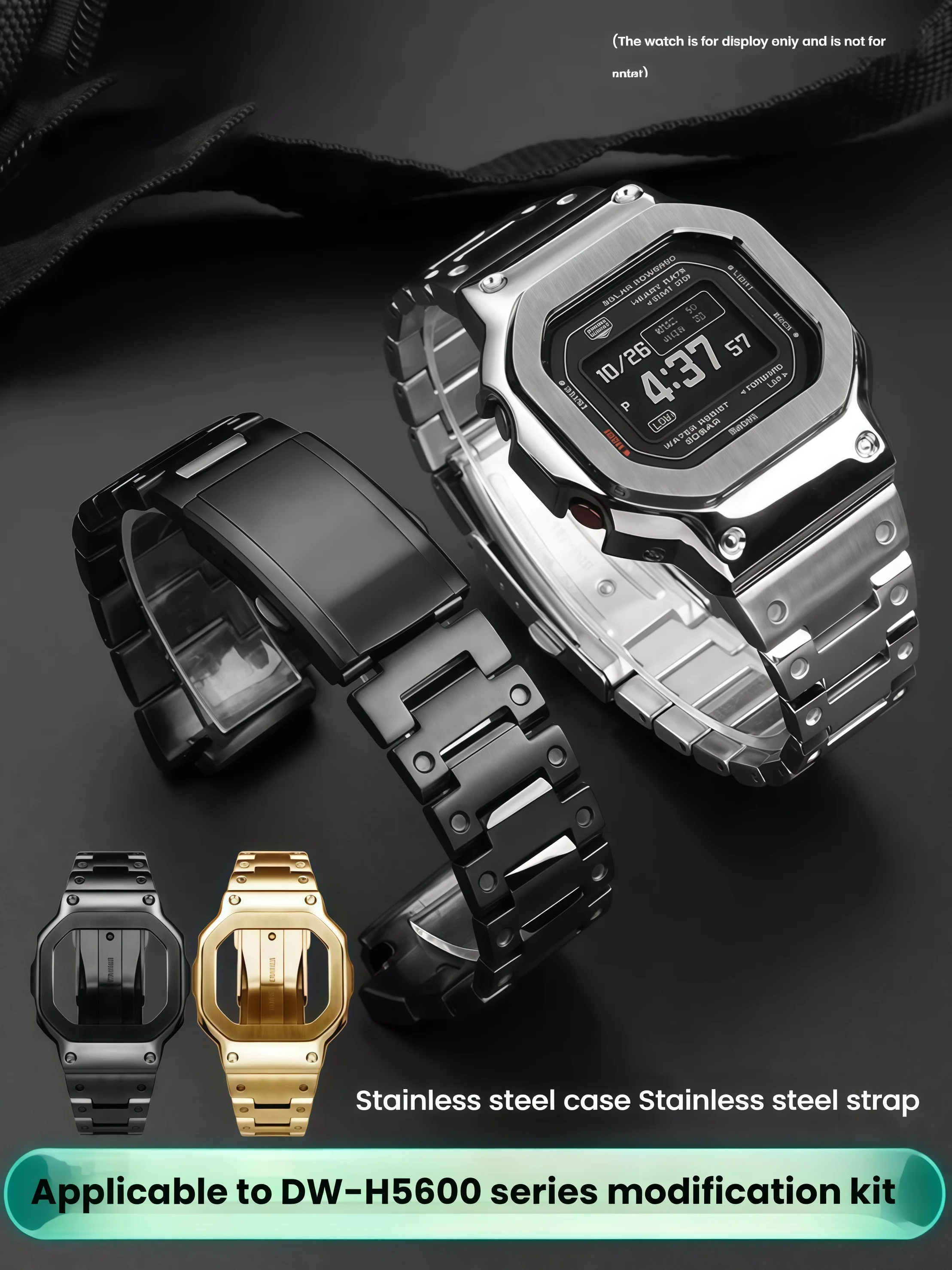 Фото Комплект из нержавеющей стали для Casio DW-H5600, корпус браслета, металлический ободок, 3 цвета, серебристый, золотой, черный G-Square H5600, аксессуары для ремонта для мужчин №1