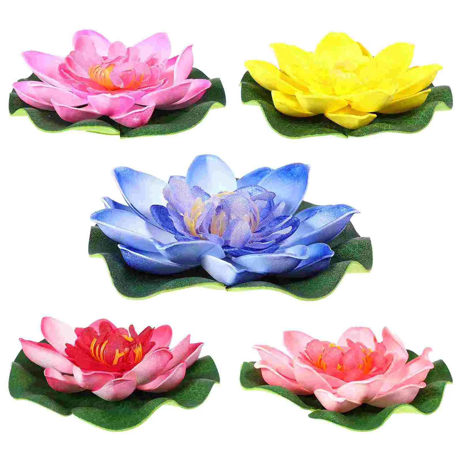 

WINOMO 5Pcs Artificial Floating Lotus 10CM Simulated Flower Water Lily for Home Garden Pond