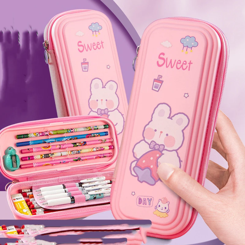 

CHEN LIN Anime Cartoon Stationery Box Waterproof Four-layer Large-capacity Pencil Case Student Pencil Box Kids Gift +Free Pencil