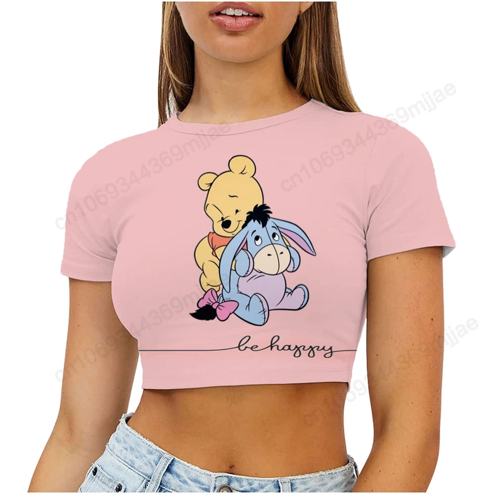 

Y2k Woman T- Shirts & Blouses Sexy Disney T-shirts for Women Clothes Round Neck Short Top T-shirt Tshirt Winnie the Pooh Tops