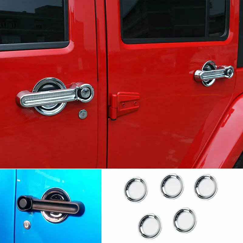 

For Jeep Wrangler JK 4DR 2007-2017 ABS Chrome Exterior Door Bowl Cover Trim 5PCS