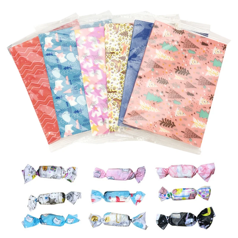 

100 pcs DIY Handmade Nougat Wrapping Paper Thick Snack Food Packaging Cookie Gift Box Cute Cartoon Candy Bag Pad Paper