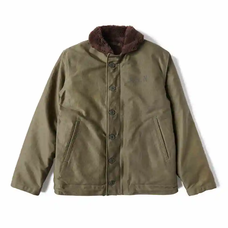 Amekaji Navy N-1 Suit Men's Thickened Cashmere Jacket Solid Color Popular Khaki Loose Deck N1 Winter Coat Outwear
